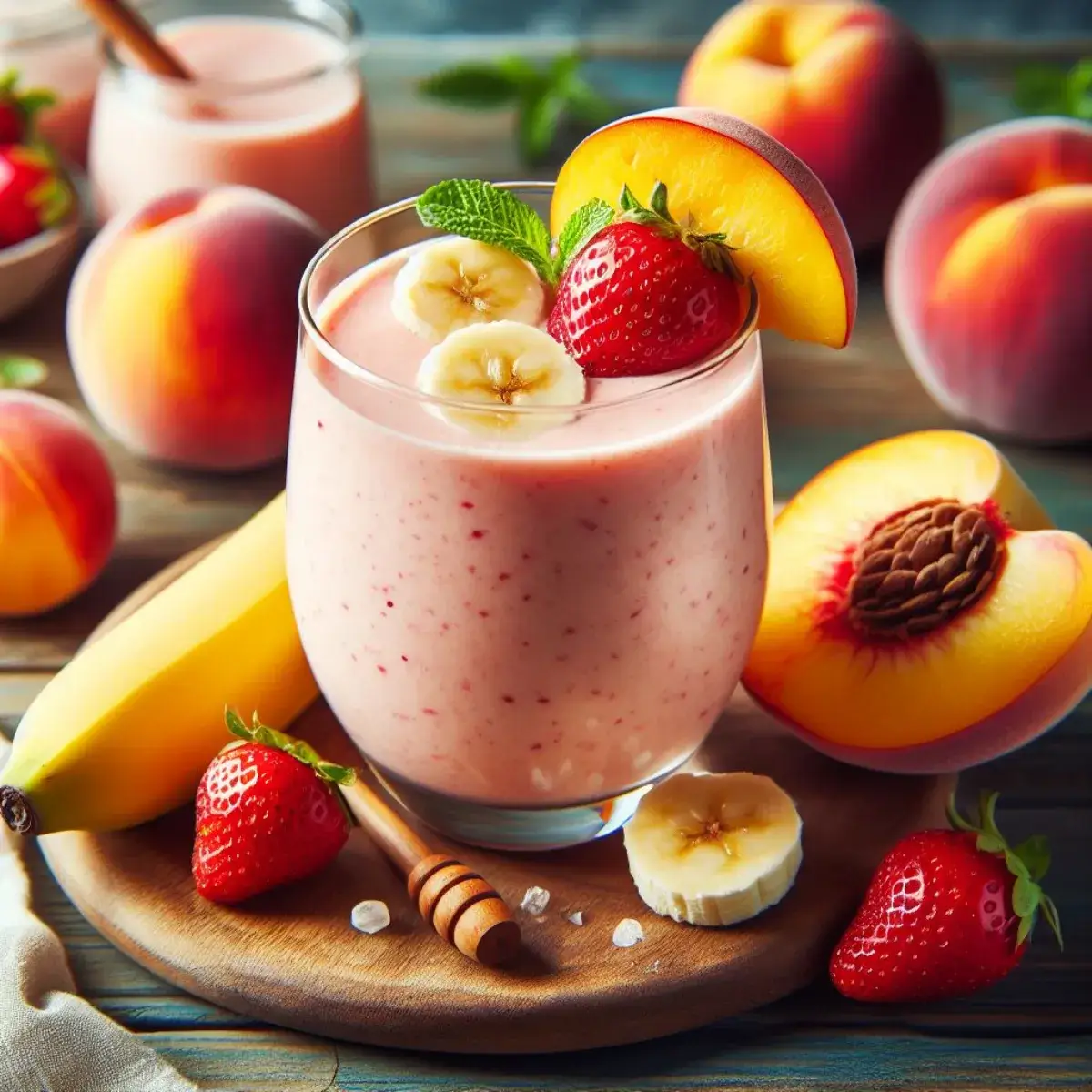 Peach Banana Strawberry Smoothie Recipe peach smoothie