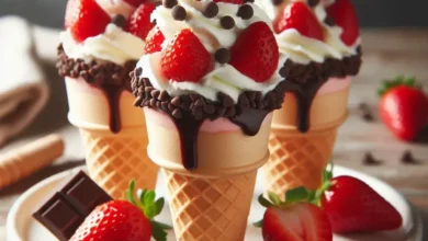 Strawberry cheesecake cones