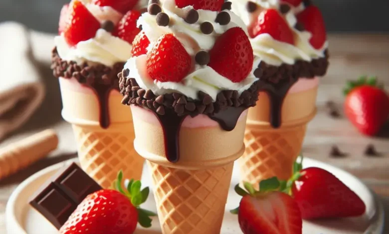 Strawberry cheesecake cones