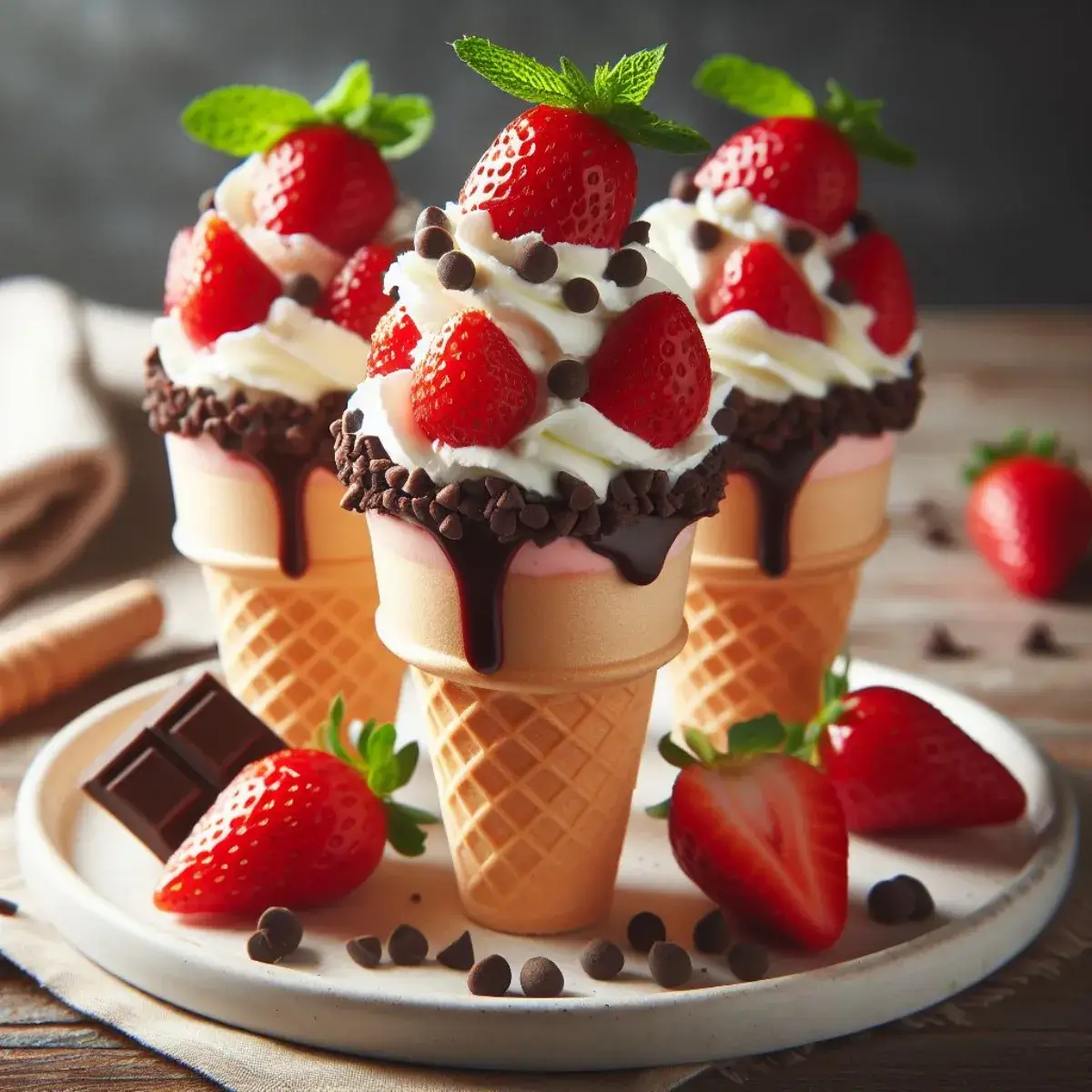 Strawberry cheesecake cones