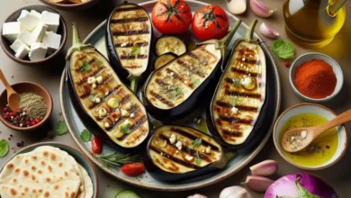 whole grilled eggplant