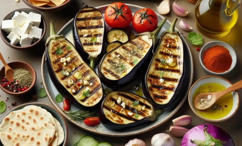 whole grilled eggplant